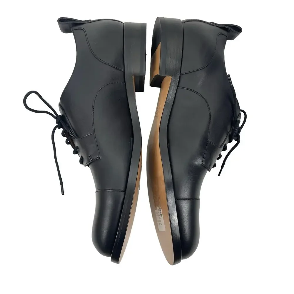 Valentino Garavani Black Derby Divise Leather Shoes Lace Up Size 42/ 9